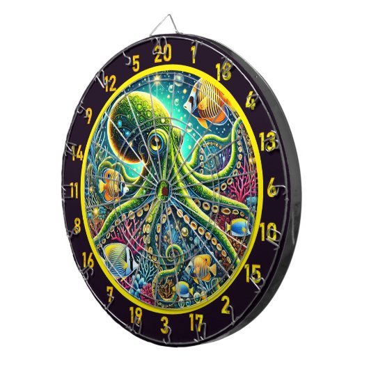 Radiant Reefs Octopus Dartboard Dartbord (Voorkant Rechts)