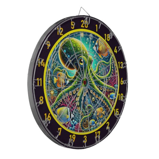 Radiant Reefs Octopus Dartboard Dartbord (Voorkant Links)