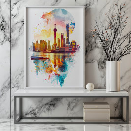 Radiant Rhapsody: Shanghai Pudong Skyline Poster