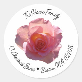 Radiant Roze Thee Roos Rond retour adreslabel Ronde Sticker