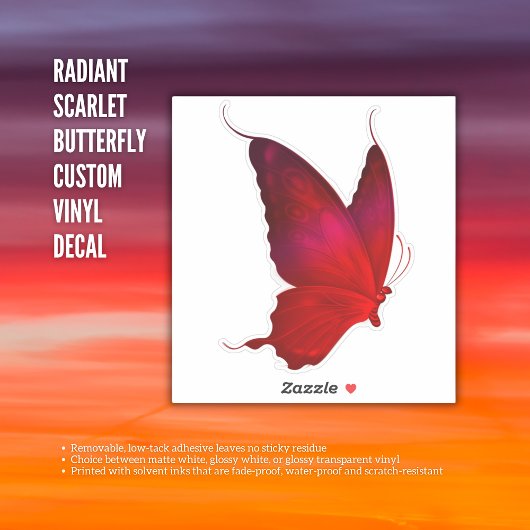 Radiant Scarlet Butterfly - Aangepaste Vinyl Decal Sticker