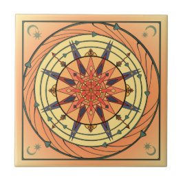 Radiant Sun  Art Mandala Ceramic Tile Tegeltje