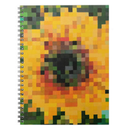 Radiant Sunflower in Pixel Art Notitieboek