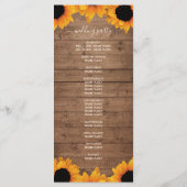 Radiant Sunflower Rustic Wood Wedding Programma (Achterkant)