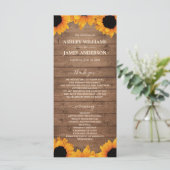 Radiant Sunflower Rustic Wood Wedding Programma (Staand voorkant)