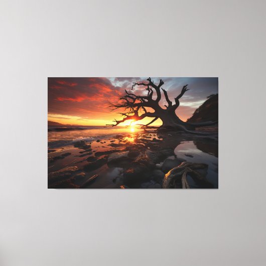Radiant Sunset Serenity - 3D-Natuur landschapsontw Canvas Afdruk (Voorkant)