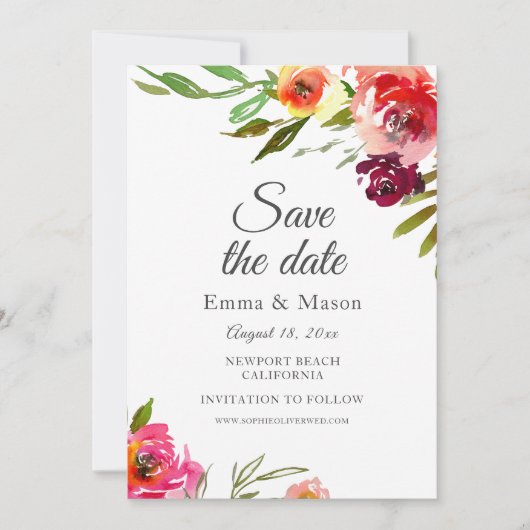 Radiante Romance Floral Save The Date (Voorkant)
