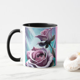 Radiante Rozen: Perfect roze en Paarse petals Mok