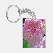 Radiantroze hydrangeas, roze bloemen Bride Sleutelhanger (Voorkant Links)