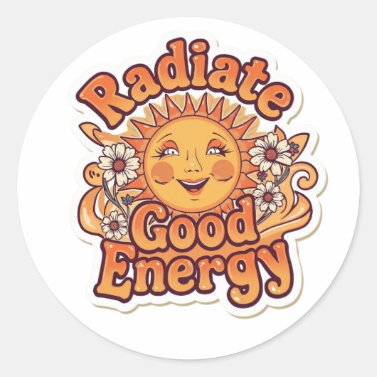 Radiate Good Energy Retro Sun Sticker (Voorkant)