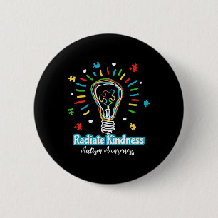 Radiate Kindness Lightbulb Autism Awareness Teache Ronde Button 5,7 Cm