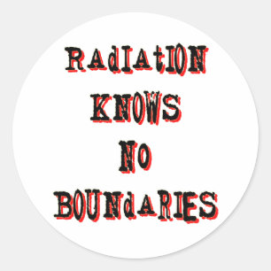 Radiation kent geen grenzen anti-nucleair ronde sticker