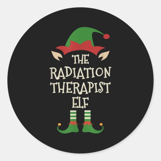 Radiation Therapist Elf Family Christmas Matching Ronde Sticker (Voorkant)