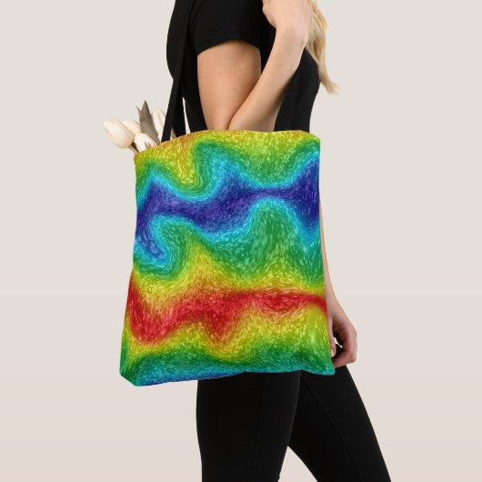 Radical Rainbow Abstract Gestreepte Kleurrijke Kun Tote Bag (Dichtbij)