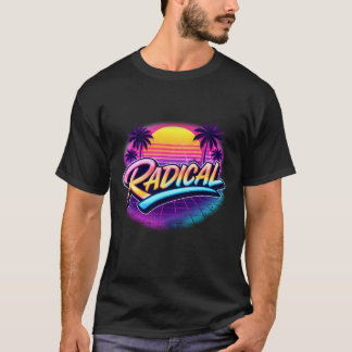 Radicale 80s Retro Synthwave Neon Illustratie T-shirt