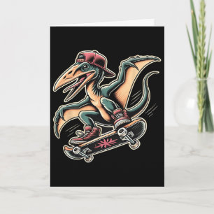 Radicale Skateboardende Pterodactylus Dinosaur Car Kaart