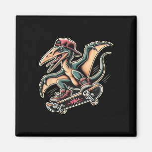 Radicale Skateboardende Pterodactylus Dinosaur Car Magneet