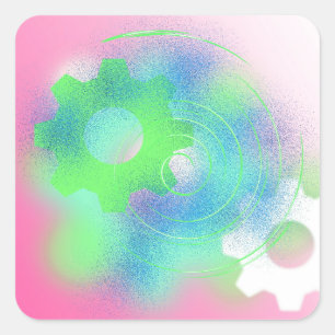 Radicale Tandwiel Abstract Vierkante Sticker