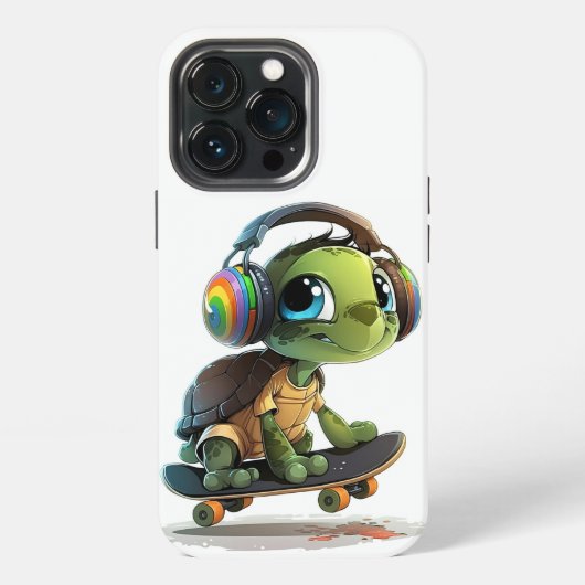 Radicale Turtle Skateboarder iPhone Case Hoesje (Achterkant)