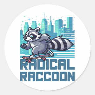 Radicale Wasbeer Stedelijke Skateboarder Ronde Sticker