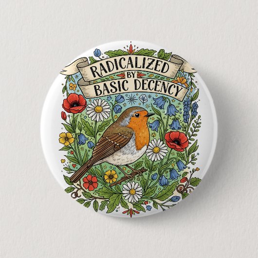 Radicalized by Basic Decency Aesthetic Art Bird Ronde Button 5,7 Cm (Voorkant)