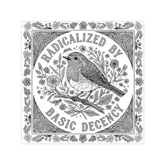 Radicalized by Basic Decency Bird Illustration  Zelfinktende Stempel (Design)