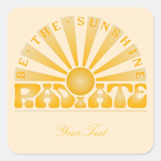 RADIEER ZONNEN Retro Gold + crème Vierkante Sticker (Voorkant)