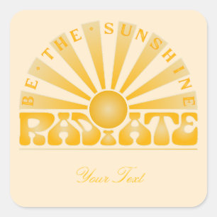 RADIEER ZONNEN Retro Gold + crème Vierkante Sticker