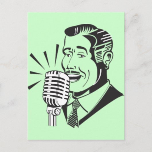 Radio Announcer Briefkaart (Voorkant)