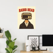 RADIO HEAD – Affiche Rétro Surréaliste Vintage  (Bureau à domicile)