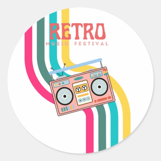 Radio Retro Ronde Sticker (Voorkant)