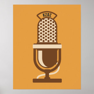 Radio Station Microphone Logo met naam Poster