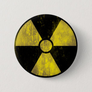 Radioactief waarschuwingssignaal   Koolgrunge Ronde Button 5,7 Cm