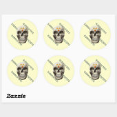 Radioactieve boze schedel ronde sticker (Vel)