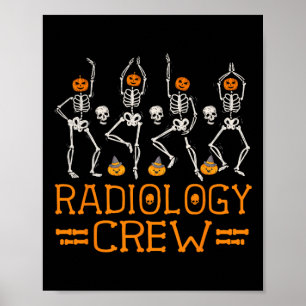 Radiologie Crew Dancing Skelet Pompoen Fun Hallow Poster