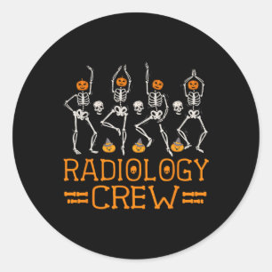 Radiologie Crew Dancing Skelet Pompoen Fun Hallow Ronde Sticker