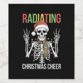 Radiologie Kerstman Skeleton Xray Technician Wijn Etiket (Enkel label)