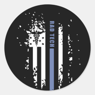 Radiologie Tech Amerikaanse blauwe lijn vlag Ronde Sticker