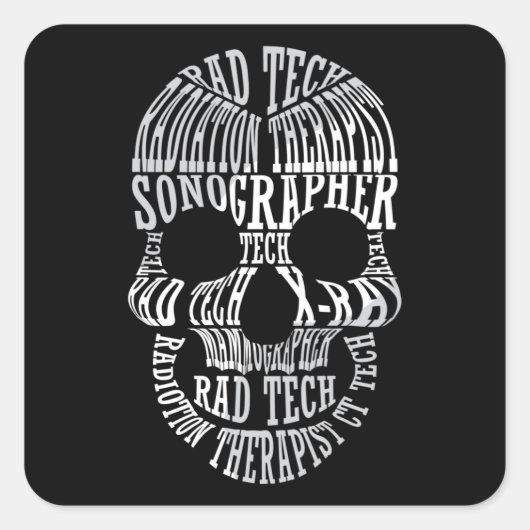 Radiologie Tech Rad Tech Skull Technoloog Xray Vierkante Sticker (Voorkant)