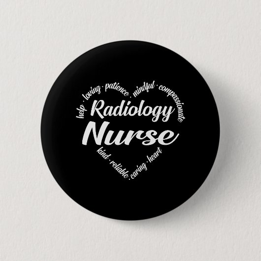 Radiologie Zurse Heart Word Cloud Ronde Button 5,7 Cm (Voorkant)