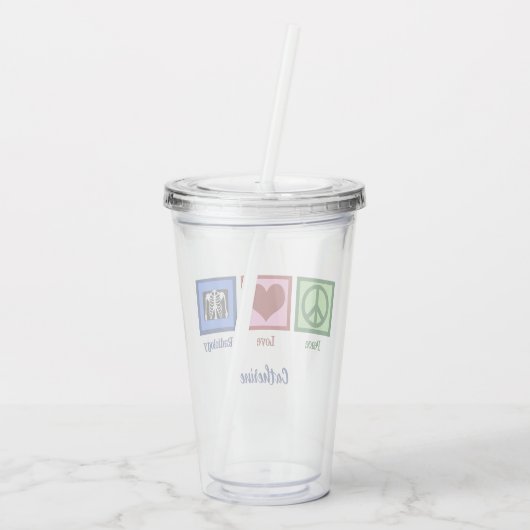 Radioloog Peace Love Radiology Chest X-Ray Tech Acryl Drinkbeker (Achterkant)