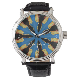 Radionblauw op zwarte Thunder_Cove Horloge