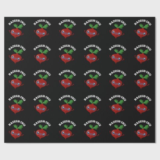 Radish ing Funny Veggie Radish Pun Dark BG Cadeaupapier (Vlak)