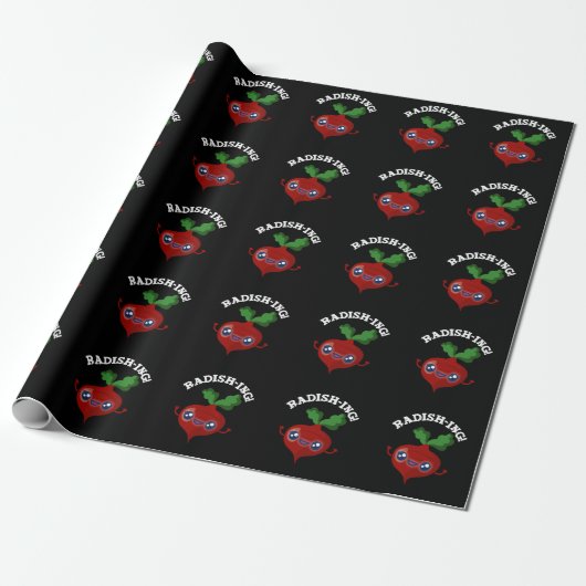 Radish ing Funny Veggie Radish Pun Dark BG Cadeaupapier (Uitgerold)