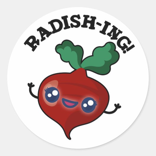 Radish-ing Funny Veggie Radish Pun Ronde Sticker (Voorkant)