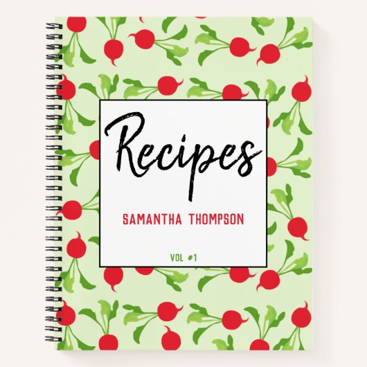 Radish Red Green Motif Recette Livre blanc (Devant)