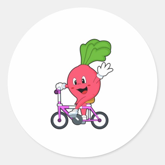 Radish with Bicycle Ronde Sticker (Voorkant)