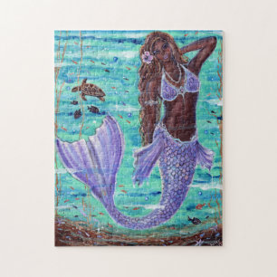 Raeni Mermaid met zee schildpad van Renee Lavoie Legpuzzel