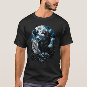 Raf onder de maan Nacht Landschapskunst T-shirt