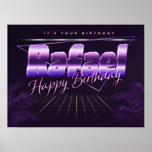 Rafael Nom Vorname lila retro Poster Geburtstag